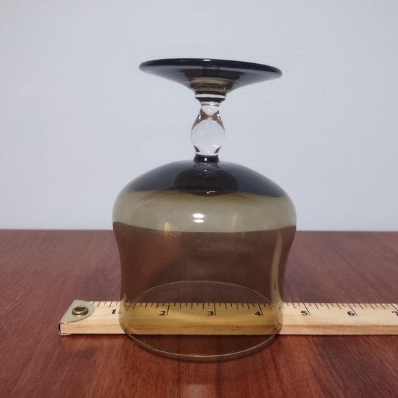 Set Of 2 Smoke Brown Tulip Shaped Goblets With Clear Stem - Picture 5 of 6